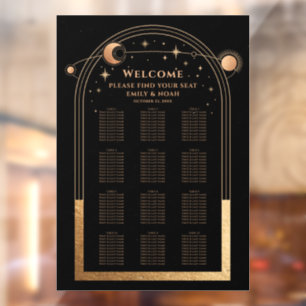 Zwarte Gouden Hemelbruiloft Stoelenplattegrond Raamsticker