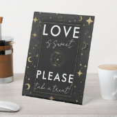 Zwarte & Gouden Hemelse Maan Sterren Bruiloft Trak Reclamebord Met Voetstuk (Insitu)