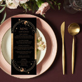 Zwarte Gouden Hemelzon Maan Sterren Bruiloft Menu