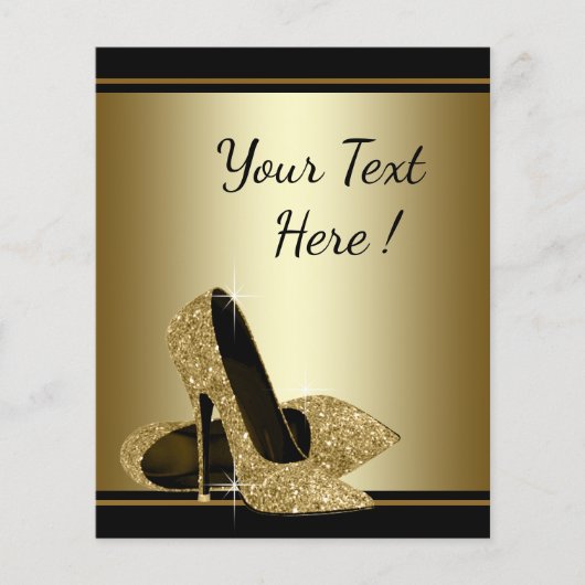 Zwarte Gouden Hoge Hak Schoen Flyer (Voorkant)