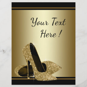 Zwarte Gouden Hoge Hak Schoen Flyer