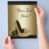 Zwarte Gouden Hoge Hak Schoen Flyer (Hand)
