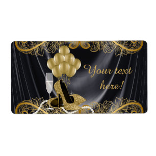 Zwarte Gouden Hoge Hak Schoen Waterfles Labels