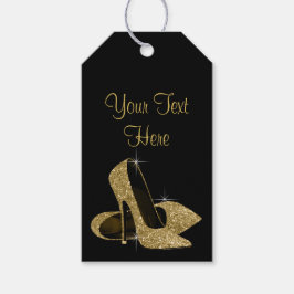Zwarte Gouden Hoge Hak Schoenen Dames Verjaardag Cadeaulabel