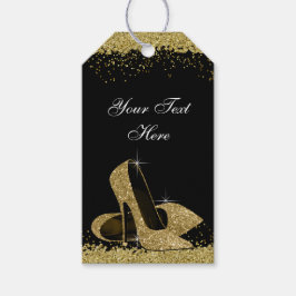 Zwarte Gouden Hoge Hak Schoenen Dames Verjaardag Cadeaulabel