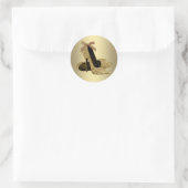 Zwarte gouden hooggehakte schoen ronde sticker (Tas)