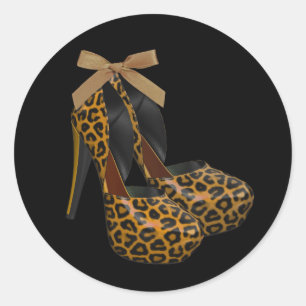 Zwarte gouden hooggehakte schoenstickers ronde sticker