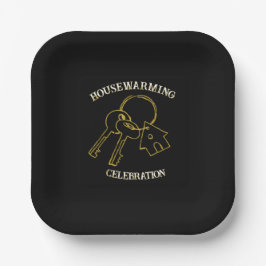 Zwarte Gouden Housewarming Papieren Borden Bordje