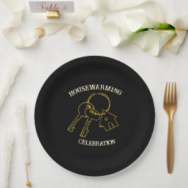 Zwarte Gouden Housewarming Papieren Borden Bordje