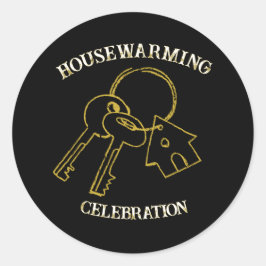 Zwarte Gouden Housewarming Sticker Bewerkbaar