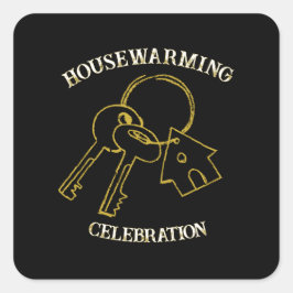 Zwarte Gouden Huis Verwarmingssticker Bewerkbaar Vierkante Sticker