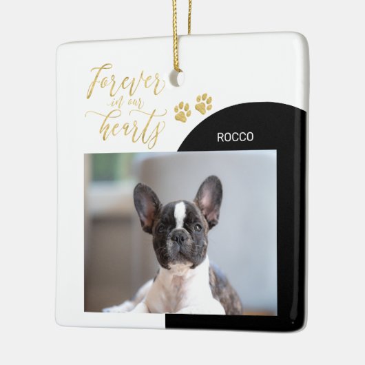 Zwarte & Gouden Huisdier Herdenking Voor Altijd Fo Keramisch Ornament (Links)