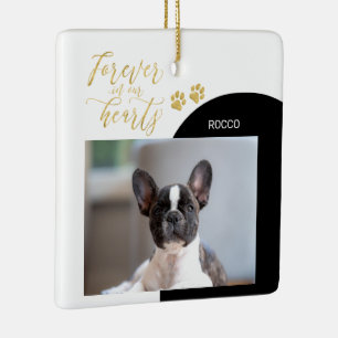 Zwarte & Gouden Huisdierherdenking Foto Ornamente Keramisch Ornament