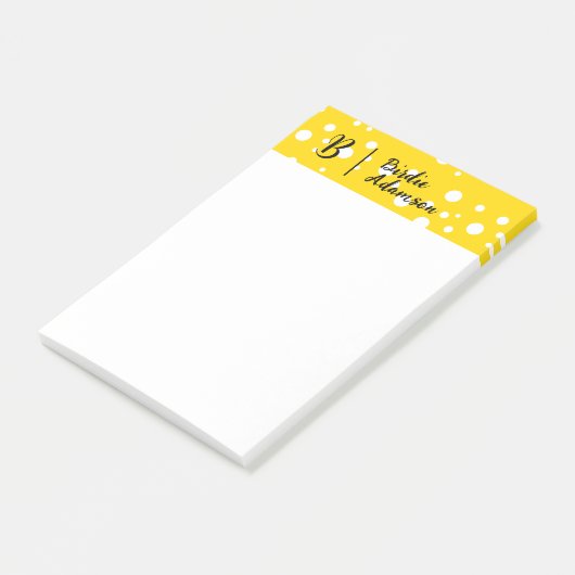 Zwarte Gouden Initiële Monogram, Trendy Elegante N Post-it® Notes (Schuin)