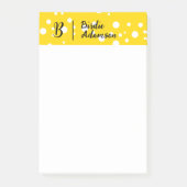 Zwarte Gouden Initiële Monogram, Trendy Elegante N Post-it® Notes (Voorkant)