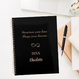 Zwarte gouden inspirerend quote notitieboek