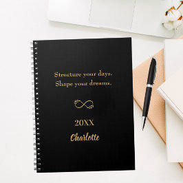 Zwarte gouden inspirerend quote notitieboek