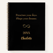 Zwarte gouden inspirerend quote notitieboek (Voorkant)