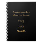 Zwarte gouden inspirerend quote notitieboek (Voorkant)