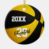 zwarte gouden jongens basketbal keramisch ornament (Voorkant)