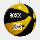 zwarte gouden jongens basketbal keramisch ornament (Achterkant)