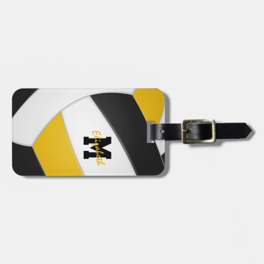 zwarte gouden jongens teamgiften volleyball bagagelabel (Voorkant horizontaal)
