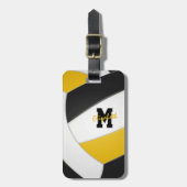 zwarte gouden jongens teamgiften volleyball bagagelabel (Voorkant verticaal)