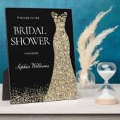 Zwarte gouden jurk bruidsdouche welkomstingang fotoplaat (Zijkant)