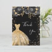 Zwarte gouden jurk ter ere van uw verjaardag kaart (Staand voorkant)