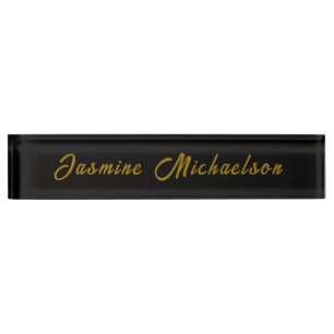 Zwarte & Gouden kalligrafie Minimalistische Eigen  Naambordje
