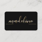 Zwarte Gouden Kalligrafie Script QR-code Zakelijke Visitekaartje (Voorkant)
