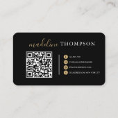 Zwarte Gouden Kalligrafie Script QR-code Zakelijke Visitekaartje (Achterkant)