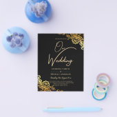 Zwarte Gouden Kant Trouw Uitnodigingen Flyer (Enkel)