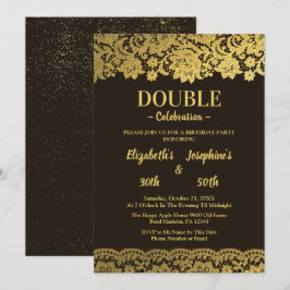 Zwarte Gouden Kant Volwassen Dubbele Gezamenlijke  Kaart