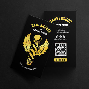 Zwarte Gouden Kapperstoel Kapper Winkel Visitekaartje