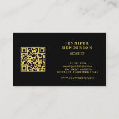 Zwarte gouden kardinaalrode QR-code professioneel Visitekaartje (Achterkant)