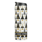 Zwarte Gouden Kerst Merry Patroon#25 ID1009 Thermosbeker (Geroteerd rechts)