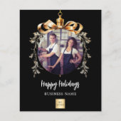Zwarte gouden kerstbal zakelijke foto kerstkaart (Voorkant)