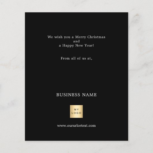 Zwarte gouden kerstbal zakelijke foto kerstkaart flyer (Achterkant)