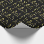 Zwarte gouden kerstbomen Pattern Modern Cadeaupapier (Hoek)