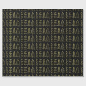 Zwarte gouden kerstbomen Pattern Modern Cadeaupapier (Vlak)