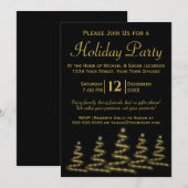 Zwarte & Gouden Kerstbomen Vakantiefeest Kaart (Voorkant / Achterkant)