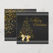 Zwarte Gouden Kerstboom Kerstfeest Kaart (Voorkant / Achterkant)