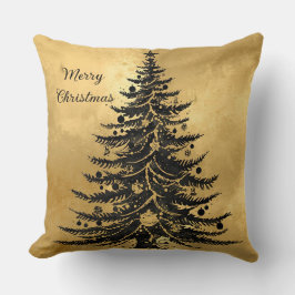 Zwarte Gouden Kerstboom Kussen