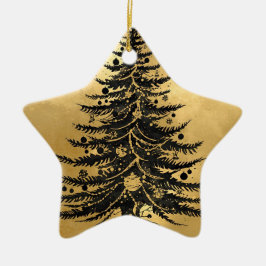 Zwarte Gouden Kerstboomornament Keramisch Ornament
