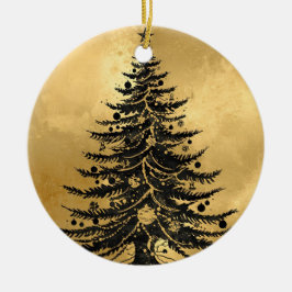 Zwarte Gouden Kerstboomornament Keramisch Ornament