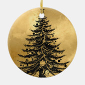 Zwarte Gouden Kerstboomornament Keramisch Ornament (Achterkant)