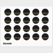 Zwarte & Gouden Ketting Swirl Adresetiketten Ronde Sticker (Vel)