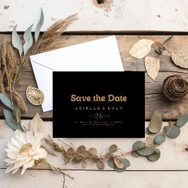 Zwarte Gouden Klassieke Minimale Horizontale Huwel Save The Date