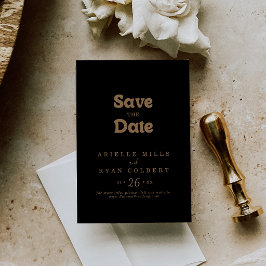 Zwarte Gouden Klassieke Minimale Trouwdag Save The Date